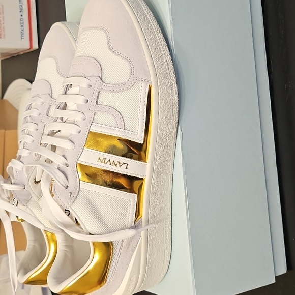 Lanvin White and Gold Women's Sneakers SZ 9 - Unisex - Picture 3 of 9